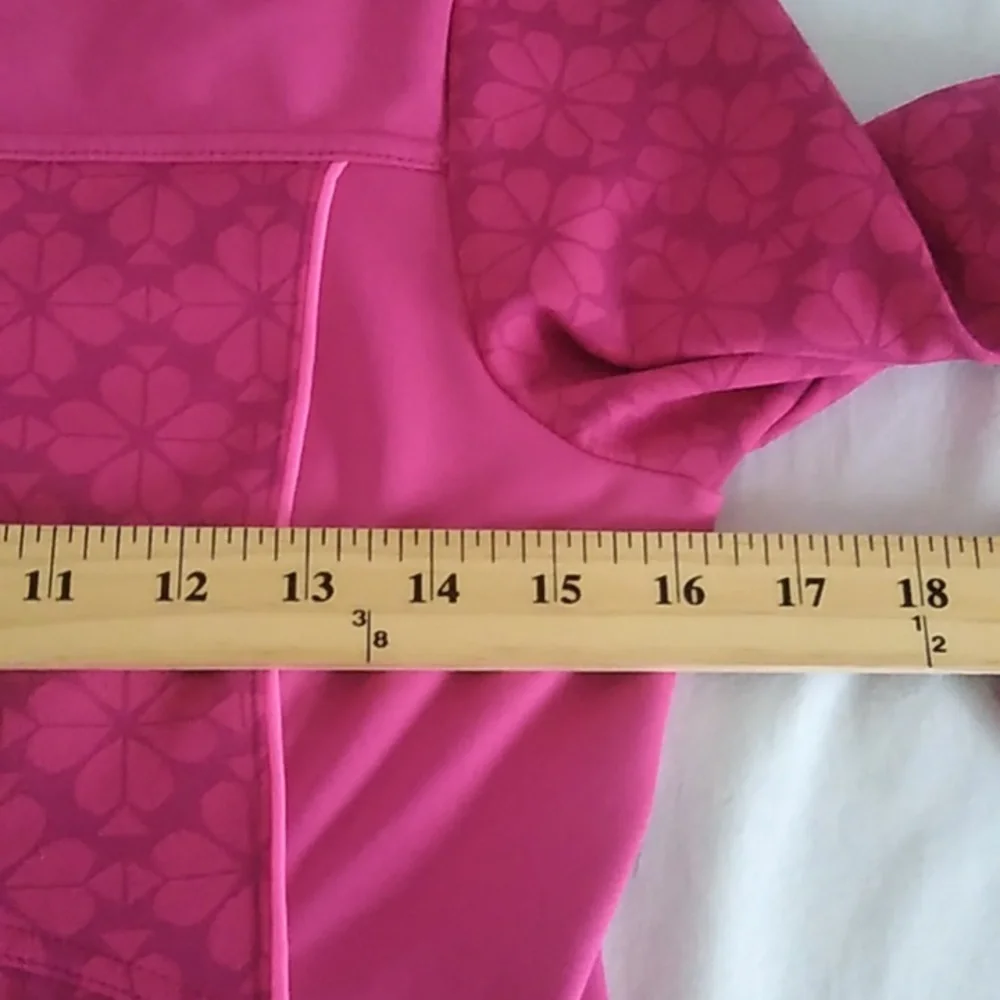 Kate Spade Half Zip Pullover Hoodie size XS Tonal Spade Floral Print Pink
